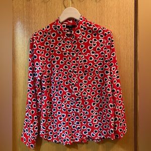 J.Crew Classic Fit Heart Print Silk Shirt